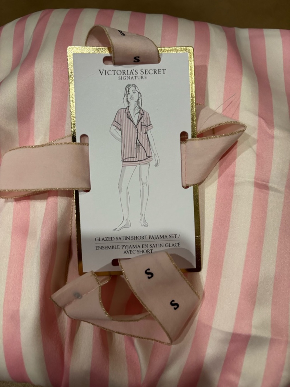 Victoria's Secret Pink & Cream Striped Short-Sleeve Pajama Set - Picture 6 of 6